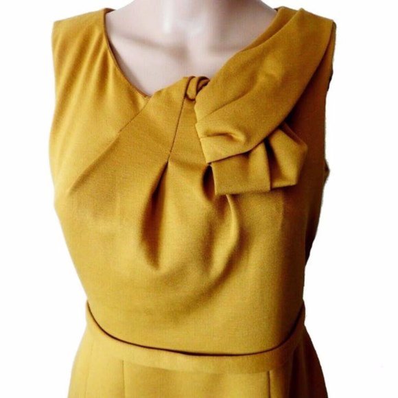 Tahari Jackie O Retro Style Mustard Sheath Dress 6 - Picture 4 of 9